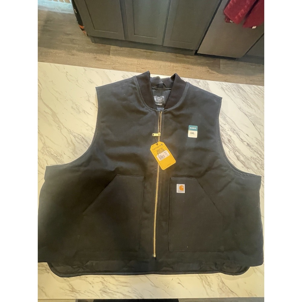 NWT Carhartt Quilt Lined Duck‎ Canvas Vest Mens 5XL, V01-BLK